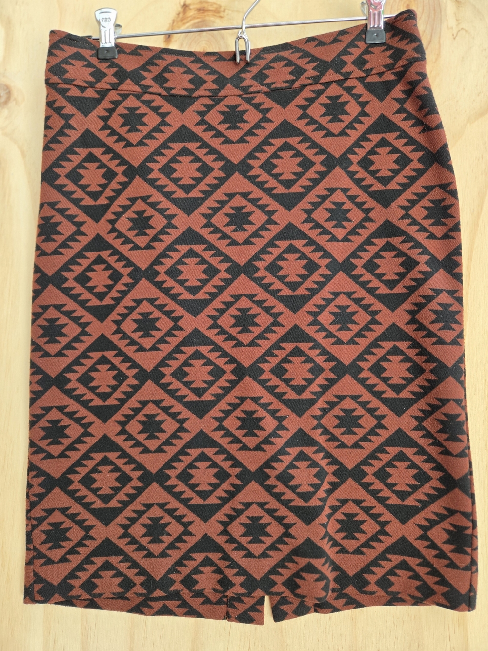 Lord & Taylor Rust and Black Aztec Pencil Skirt